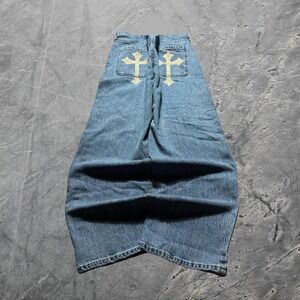 Baggy Hollister Wide Leg Southpole Style Cross Y2K Skater Vintage Jeans 32x32
